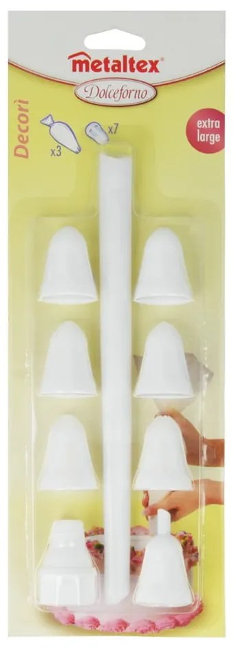 Súprava 3 ozdobných vrecúšok so 7 nádstavcami Metaltex Cake Decor