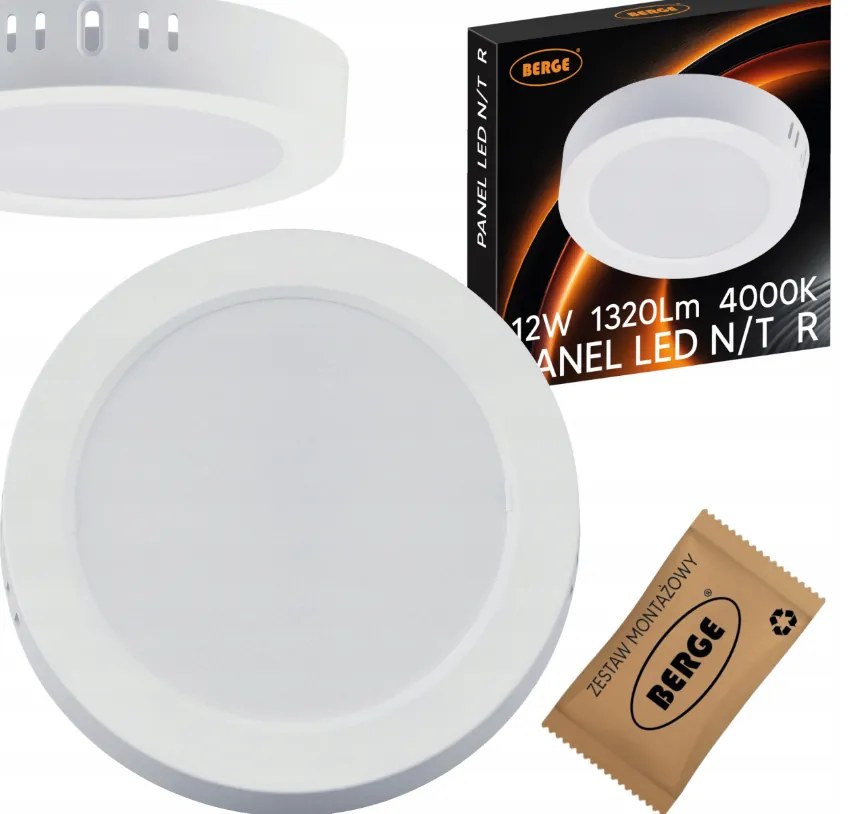 BERGE Prisadený okrúhly LED panel 12W - 1320lm - neutrálna farba