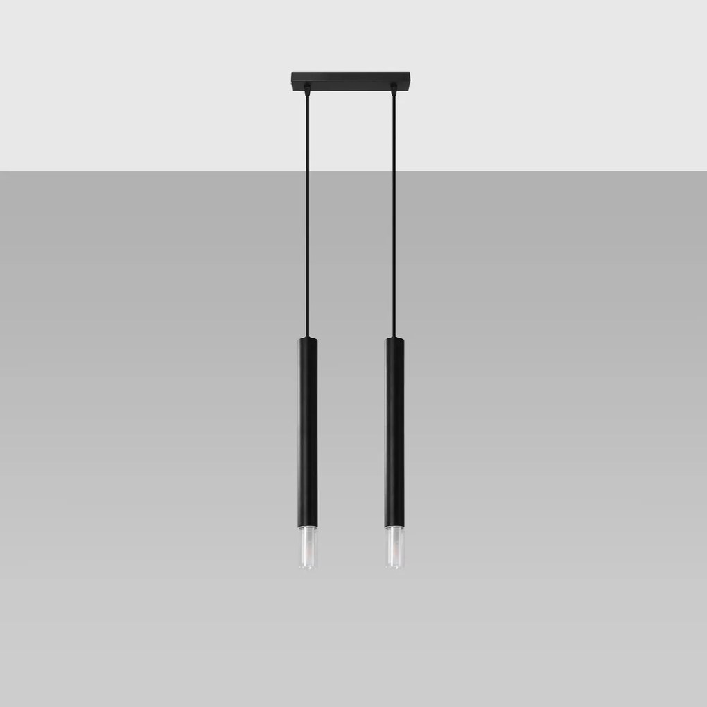 Závesné svietidlo Wezyr, 2x sklenené/čierne kovové tienidlo