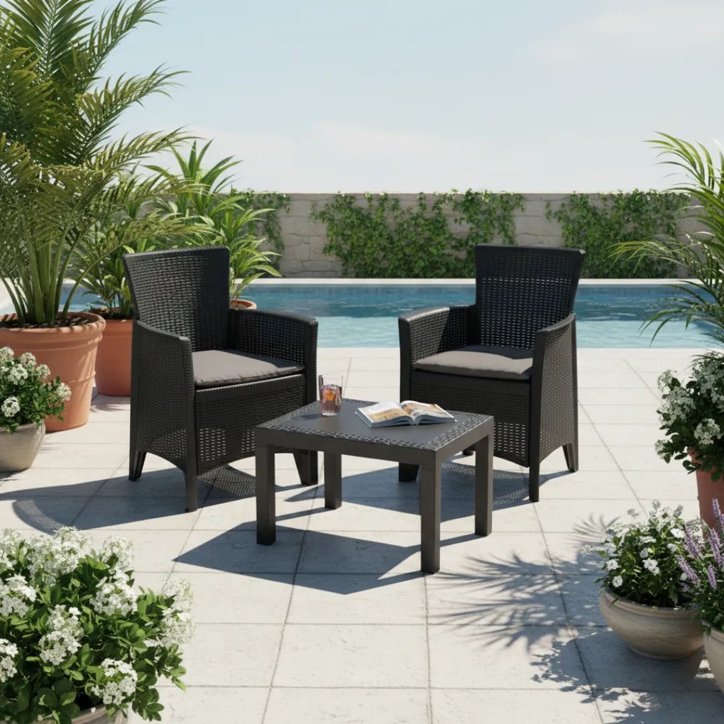 Záhradný set FOREST, 3-dielny, antracitová I.P.A.E-Progarden