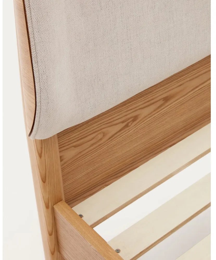 Dvojlôžková posteľ z jaseňového dreva s roštom v béžovo-prírodnej farbe 180x200 cm Octavia – Kave Home