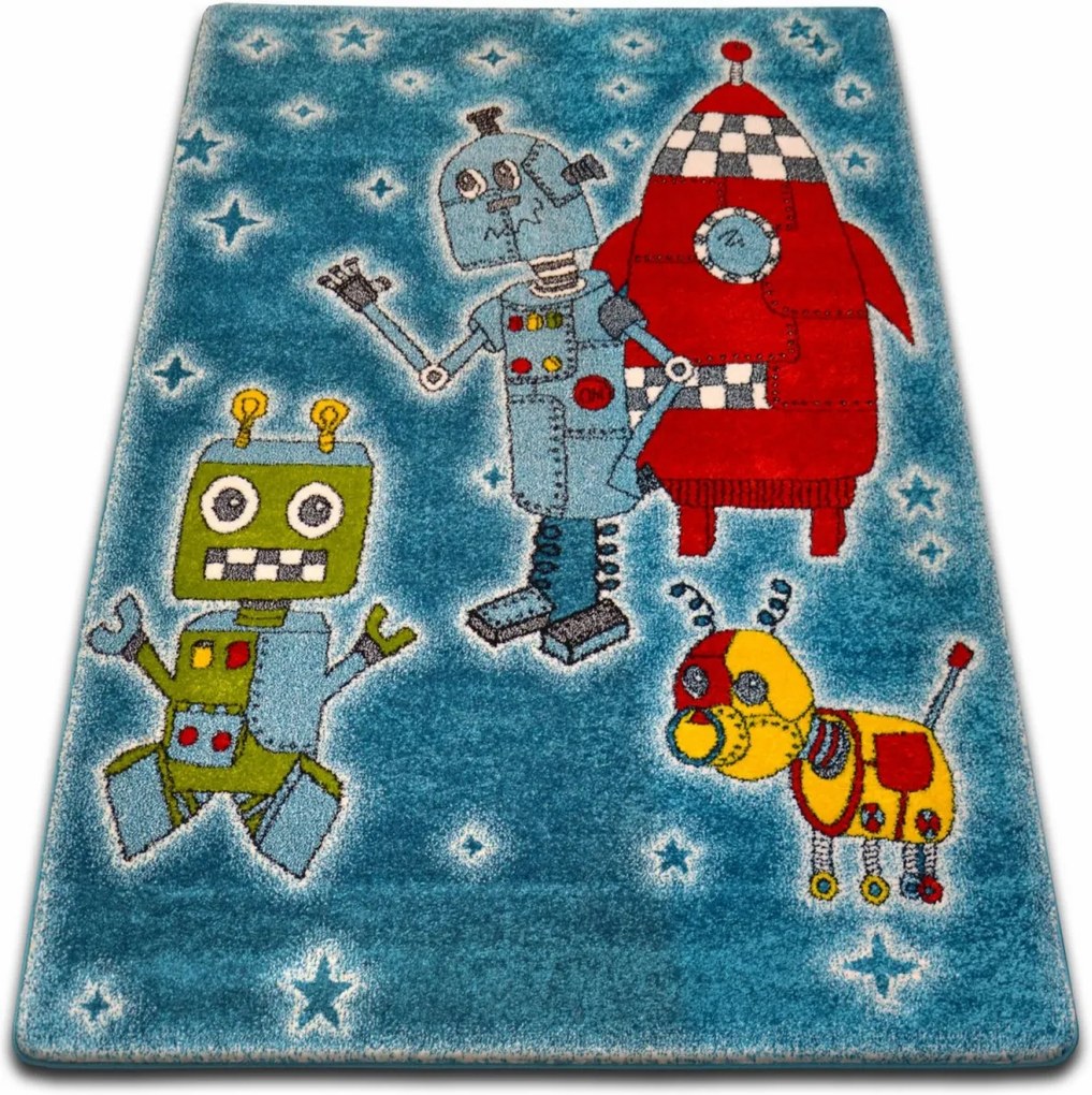 3kraft Kusový koberec KIDS roboti modrý 419