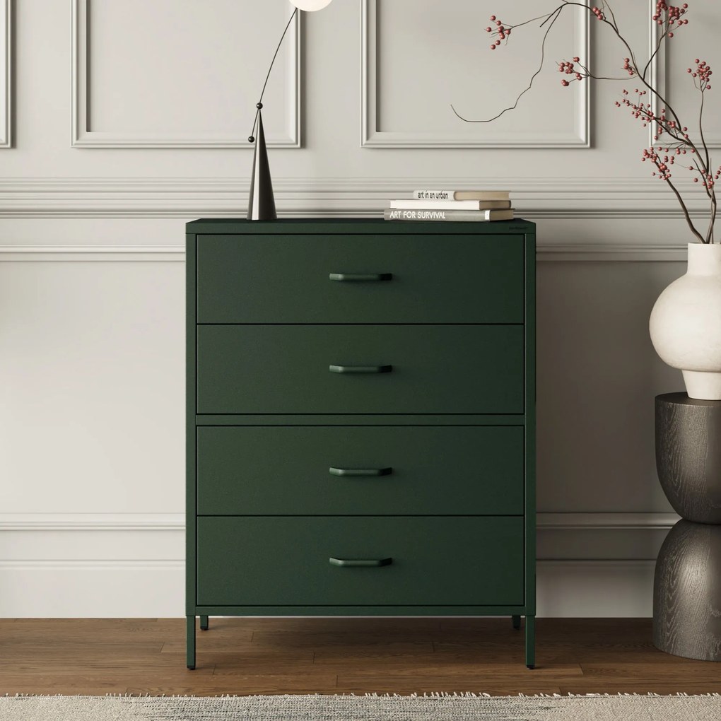 Komoda CARLA, 800 x 1015 x 400 mm, Modern: fľaškovo zelená farba