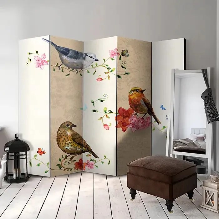 Paraván - Bird Song II [Room Dividers] Veľkosť: 225x172, Verzia: Obojstranný