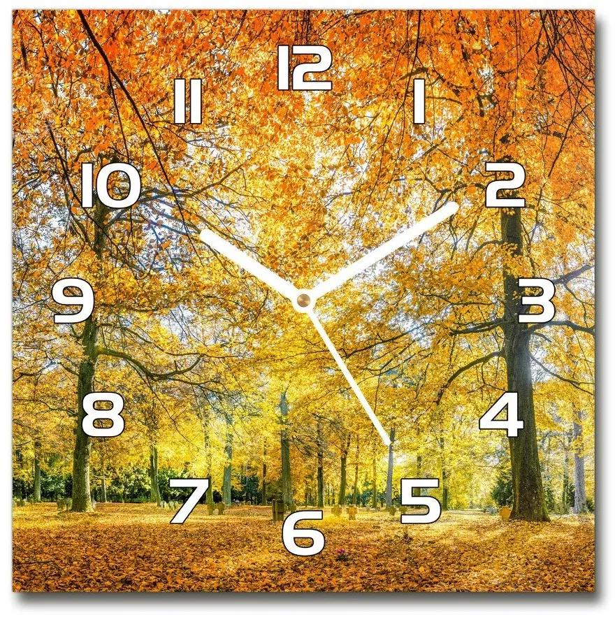 Sklenené hodiny štvorec Jesenné les pl_zsk_30x30_f_70578437