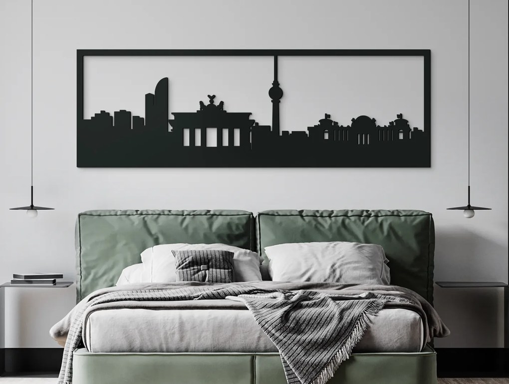 drevko Obraz Berlín panoráma Rozmer obrazu: 29,5 x 89 cm, Farba dekorácie: Čierna