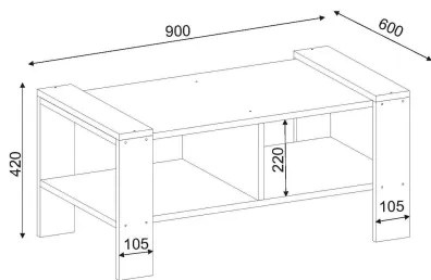 Konferenčný stolík ERICA 42x90 cm biela/hnedá