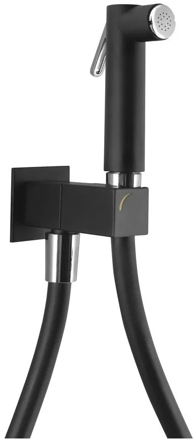 Sapho Sapho, Nástenný ventil s ručnou bidetovou sprškou a bezpečnostnou pojistkou,hranatý, čierna matná-chrómová, SG108NE