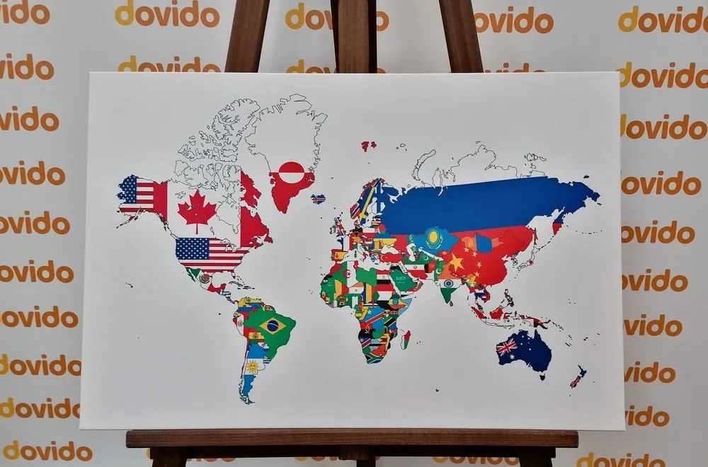 Obraz mapa vlajky krajín
