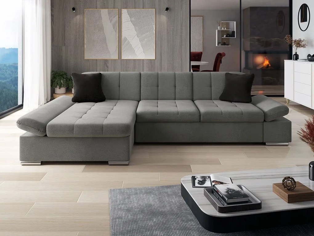 Rohová sedacia súprava Magnir, Dostupné poťahy: ekokoža Soft 017 + Lux 06 + Lux 05, Strana: pravá