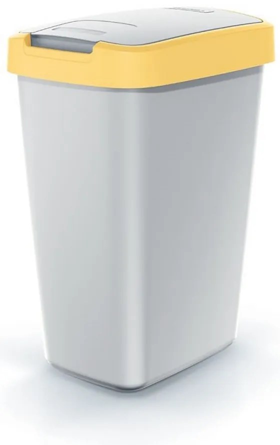 Odpadkový kôš s farebným vekom, 12 l, žltá / sivá