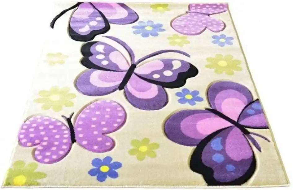 Detský koberec Motýle krémový, Velikosti 133x190cm | Biano