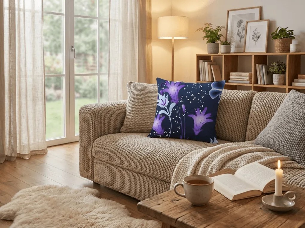 Obliečka na vankúš z mikrovlákna VIOLET BUTTERFLY 45x45 cm, tmavomodrý