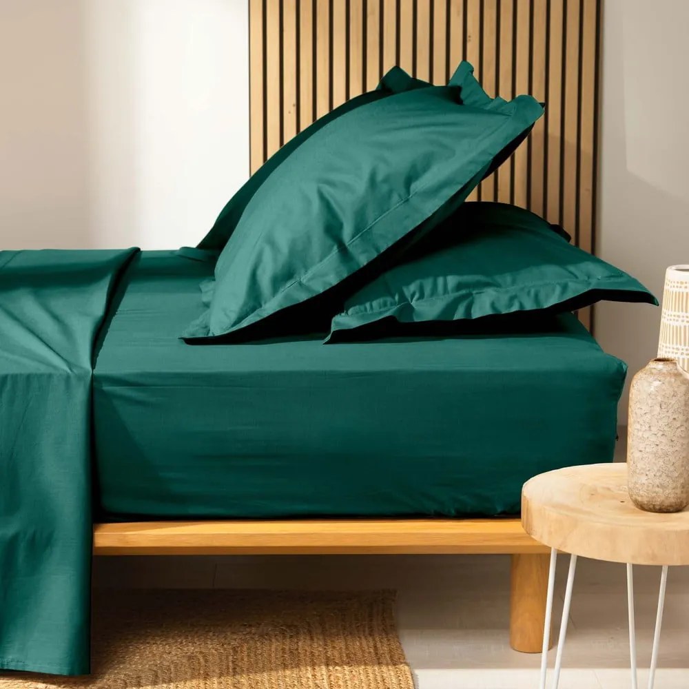 Zelená napínacia plachta z Bio bavlny 180x200 cm Biolina – douceur d'intérieur