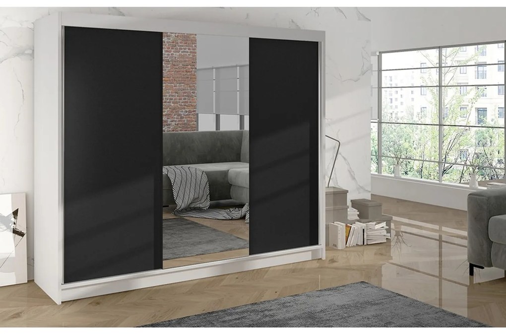 Šatníková skriňa DERBY I - 200 cm Čierna/dub artisan