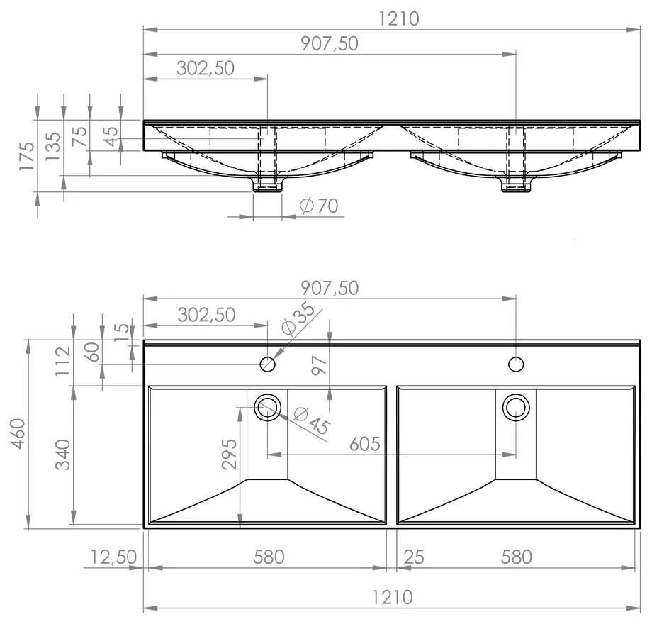 LOTOSAN ELLO nábytkové dvojumývadlo 120 cm biela LK5825