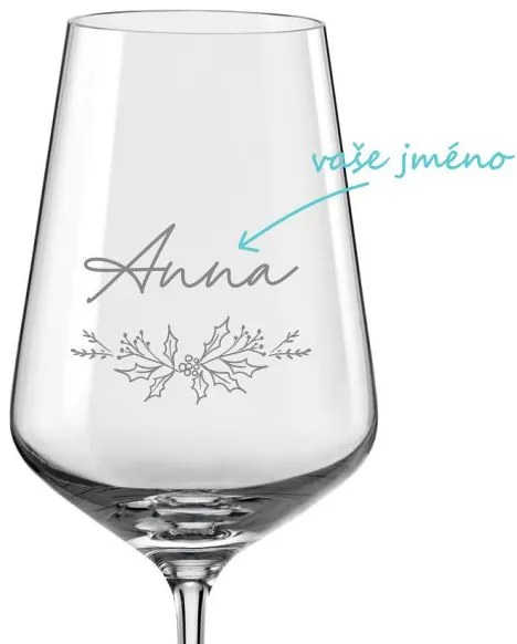 Pieskovaný pohár na víno Vianočná vetvička