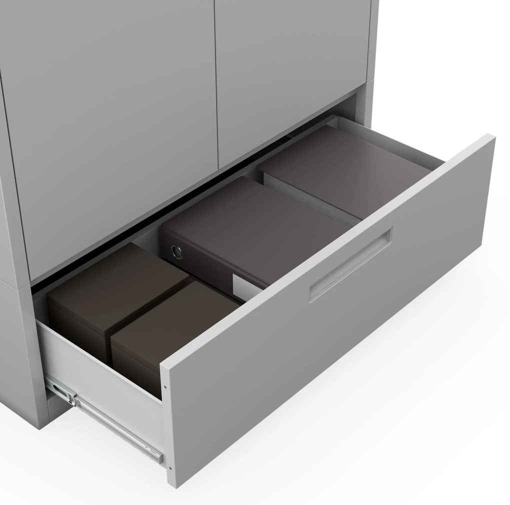 Kovová skriňa MEGAN – sivá, jednoduchá zásuvka, 185 cm