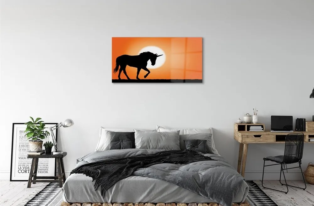 Sklenený obraz Sunset Unicorn 120x60 cm