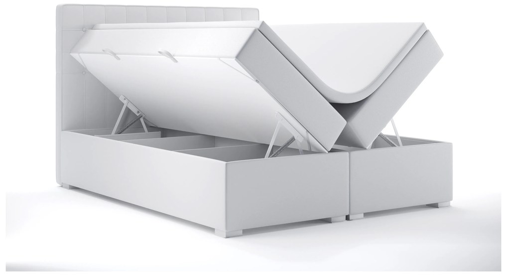 Manželská posteľ Boxspring 180 cm Candy (biela ekokoža) (s úložným priestorom). Akcia -20%. Vlastná spoľahlivá doprava až k Vám domov. 1044185