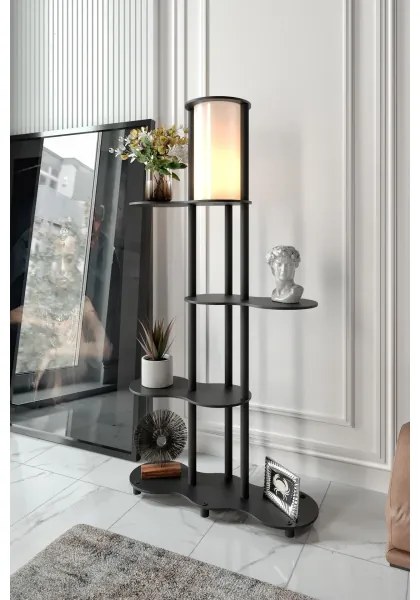 Stojacia lampa s poličkami NOTO 1xE27/40W/230V čierna