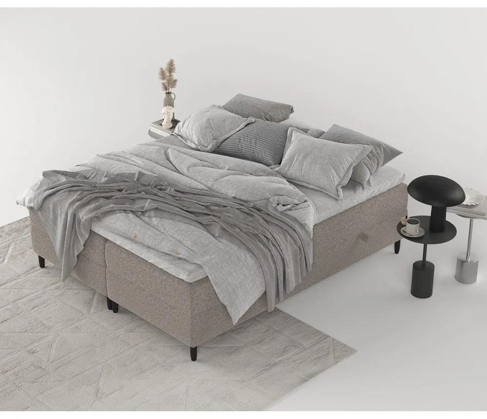 Hnedá boxspring posteľ s úložným priestorom 200x200 cm Malte – Maison de Rêve