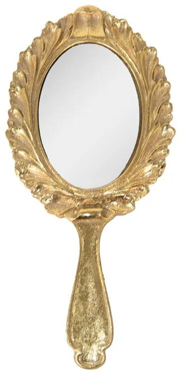 Vintage zlaté príručné zrkadlo s ružami a patinou - 13*1*27 cm