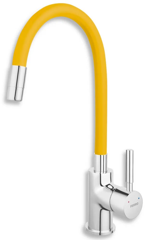 Ferro Zumba, drezová stojánková batéria s elastickým ramenom, Žltá/chrómová, 70710-0ZL