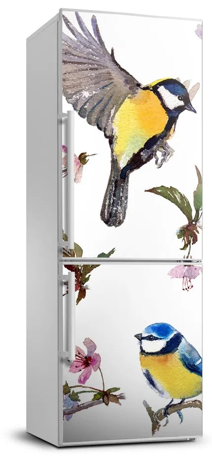 Nálepka fototapeta chladnička Vtáky a kvety FridgeStick-70x190-f-98117635