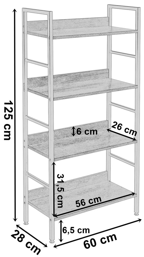 Regál VARBERG čierny/craft