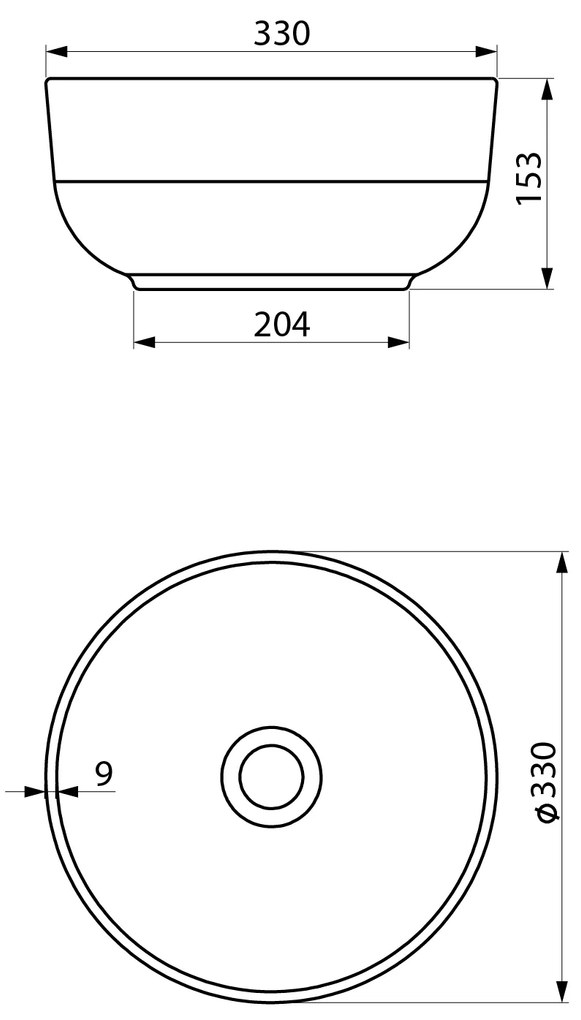 Sapho, EMMI keramické umývadlo na dosku, priemer 33cm, biela, TU0077