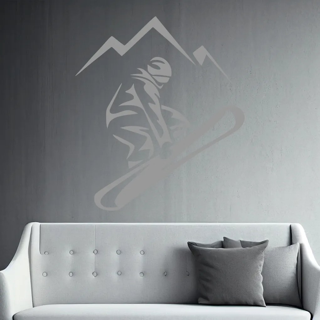 Veselá Stena Samolepka Snowboardista Farba: zelená, Veľkosť: 100 x 114 cm