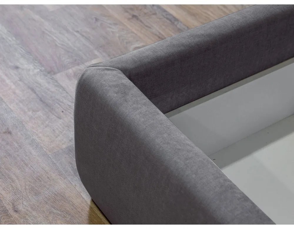 Tmavosivá zamatová čalúnená dvojlôžková posteľ s úložným priestorom s roštom 160x200 cm Jade - Bobochic Paris