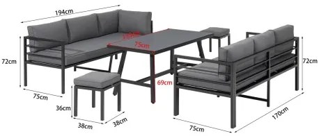 Doppler YORK SET - záhradná hliníková sedacia súprava