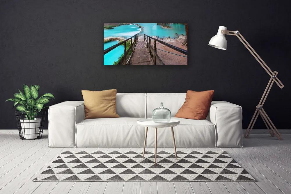 Obraz Canvas Schody jazero architektúra 125x50 cm