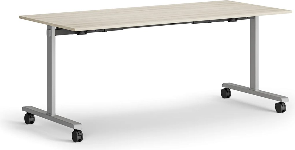 Mobilný stôl MATCH, 180x80 cm, sivá podnož, dub prírodný