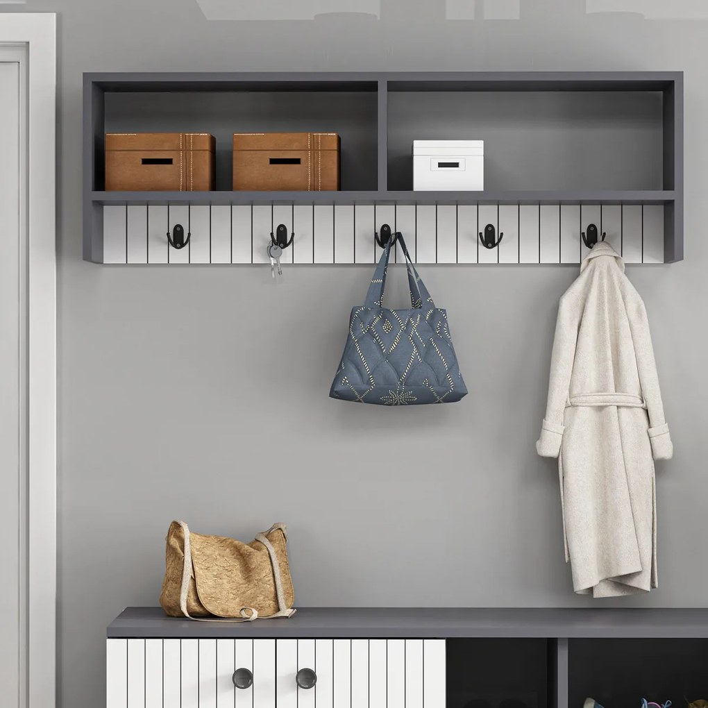 Nástenný vešiak Sarandon Anthracite White