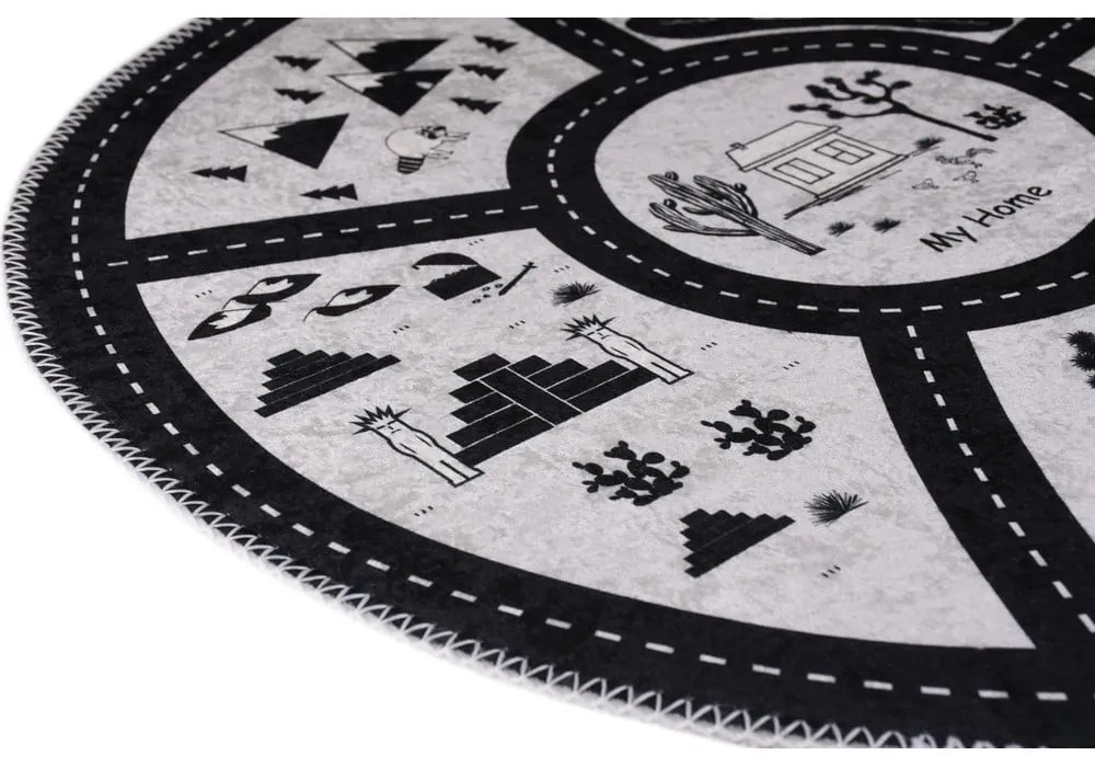 Čierno-biely prateľný detský hrací koberec ø120 cm My Home – Vitaus