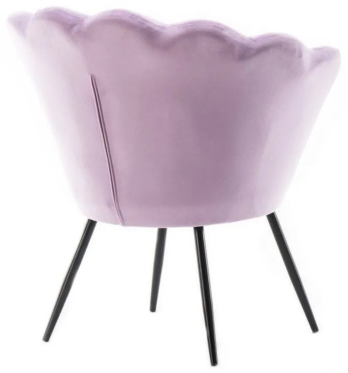 LuxuryForm DESIGN Kreslo FREY VELUR s čiernymi nohami - levanduľa