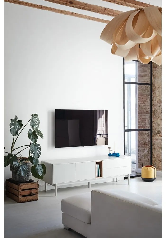 Krémovobiely TV stolík 180x56x40 cm Corvo – Teulat