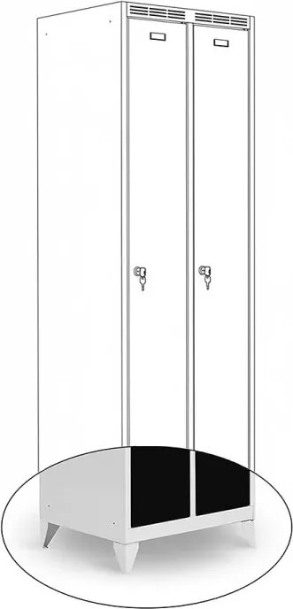 Kovová šatníková skriňa Trestles SS2M 1800x600x500 mm, 2 oddiely, čierne dvere Podnož: sokel, Zámok: cylindrický