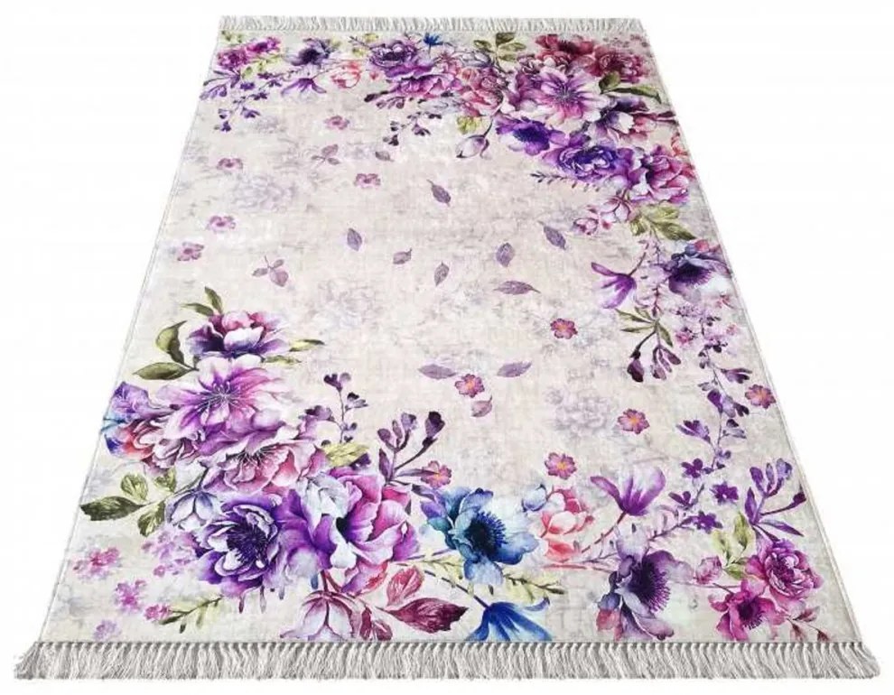 *Kusový koberec Romantické kvety fialový, Velikosti 160x220cm