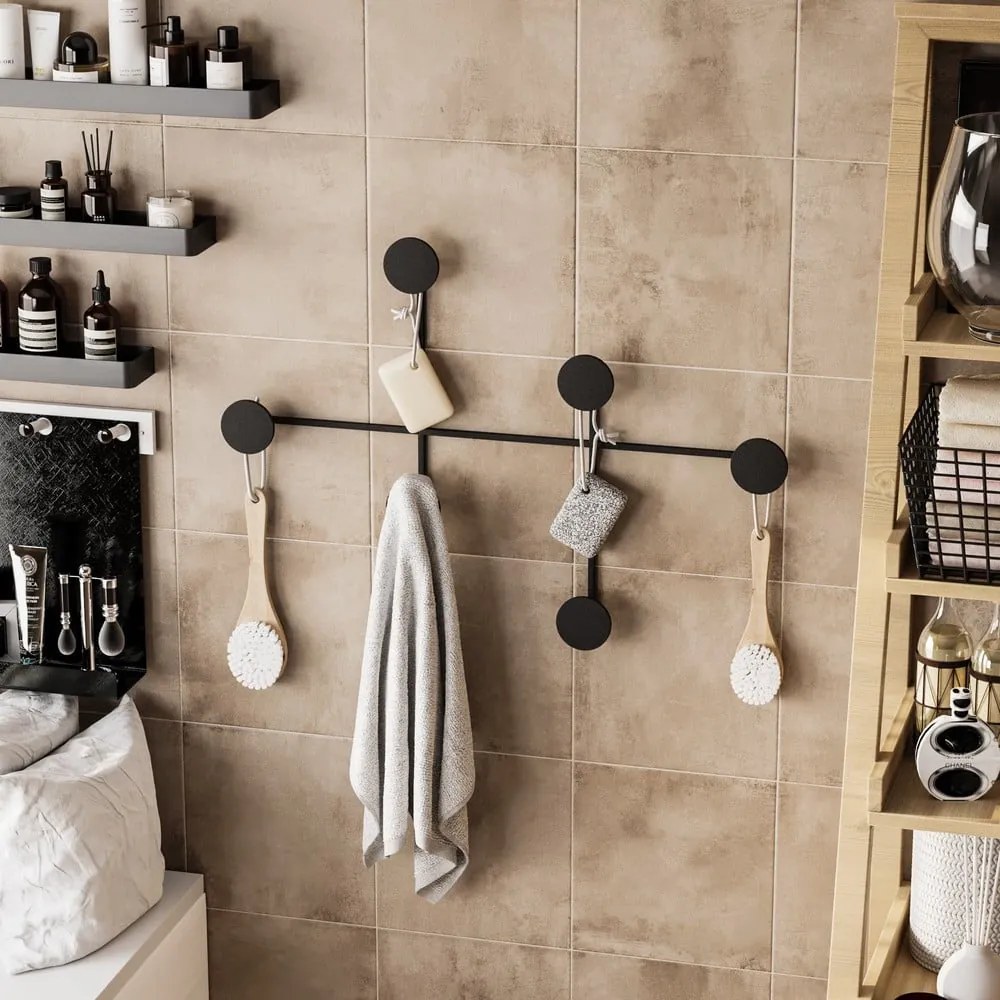 Čierny kovový nástenný vešiak Dama – Kalune Design