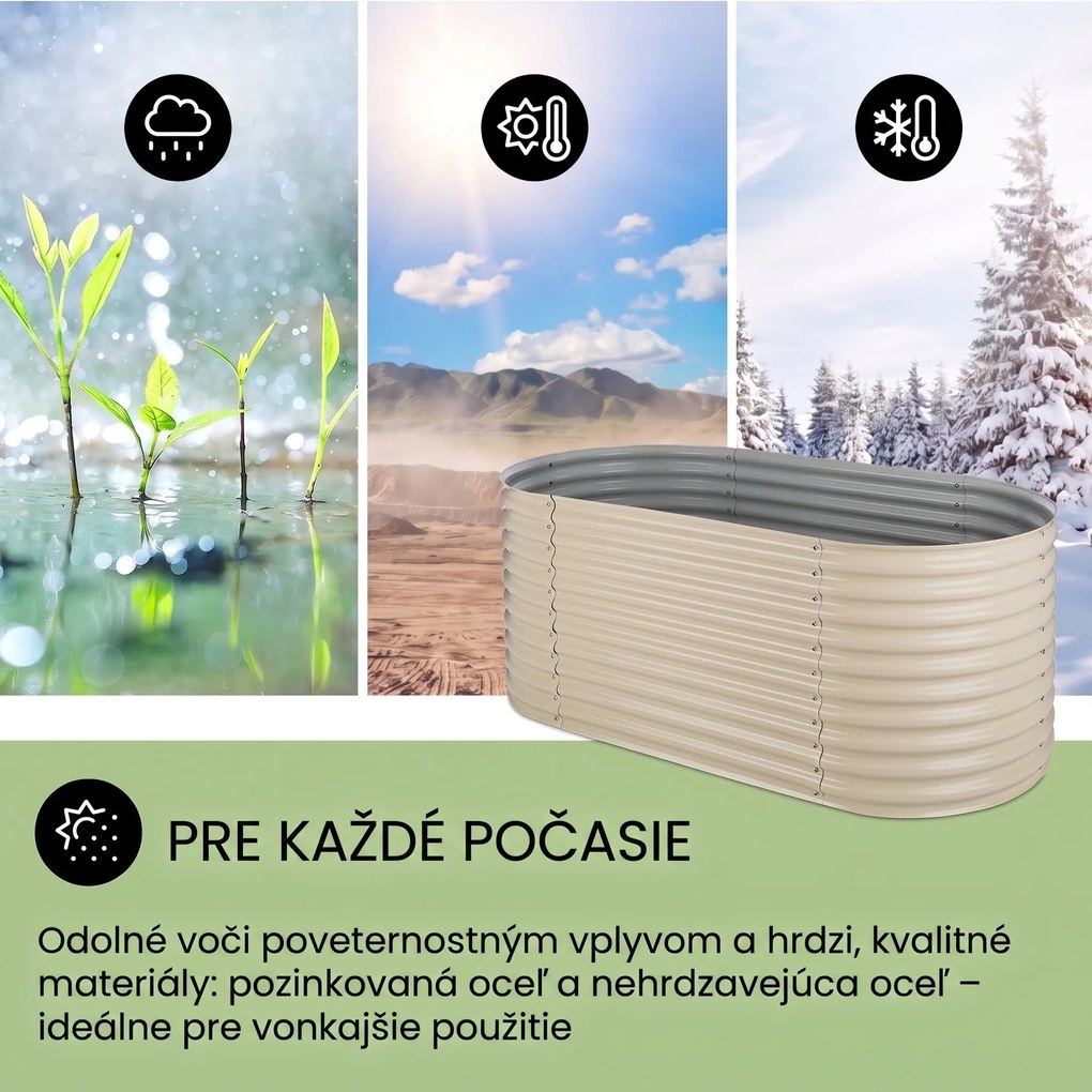 Blumfeldt High Grow, vyvýšený záhon, 2.0 m, pozinkovaný hliník, béžový