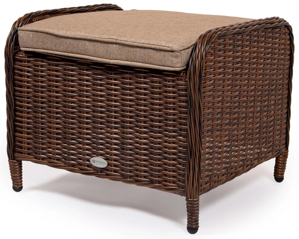 Ratanová podnožka / taburetka KINGSMAN tmavohnedá