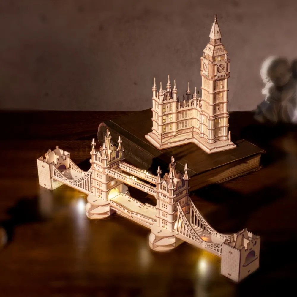 Robotime Rolife Svietiaci 3D drevené puzzle Big Ben 220 ks