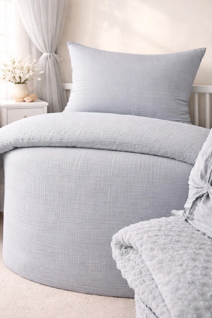 INTERMEDIC SK Posteľná obliečka do postieľky mušelín sivá 90x130 + 45x65 cm