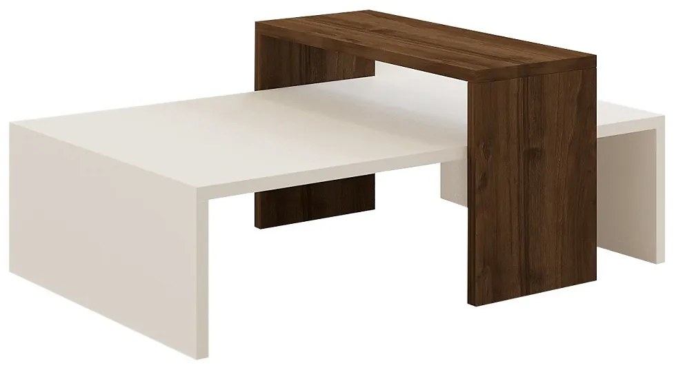 Dizajnový konferenčný stolík Questa 80 cm biely / orech