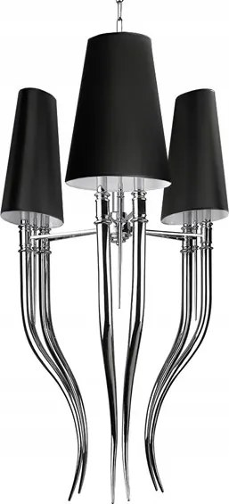 Stropná lampa s ohnutými ramenami vo forme rohov s tkaninou Diablo, čierna