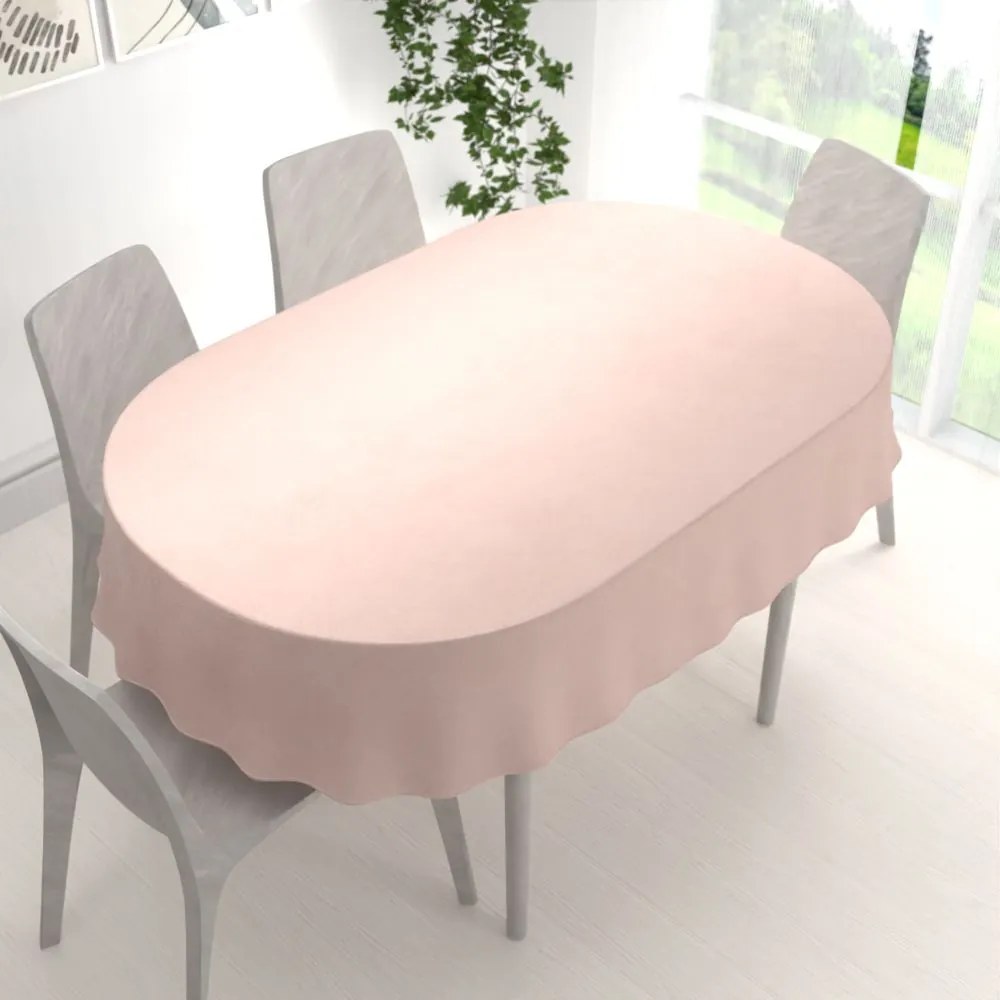 Biante Veľký zamatový oválny obrus Velvet Premium SVP-043 Púdrovo ružový 160x200 cm